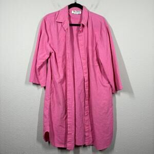 Two Potato Laguna Beach California Size Medium Button Up Dress Pink Cotton